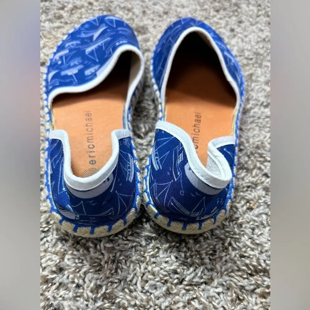 Eric Michael Blue Sailboat Nautical Slide on Sneakers